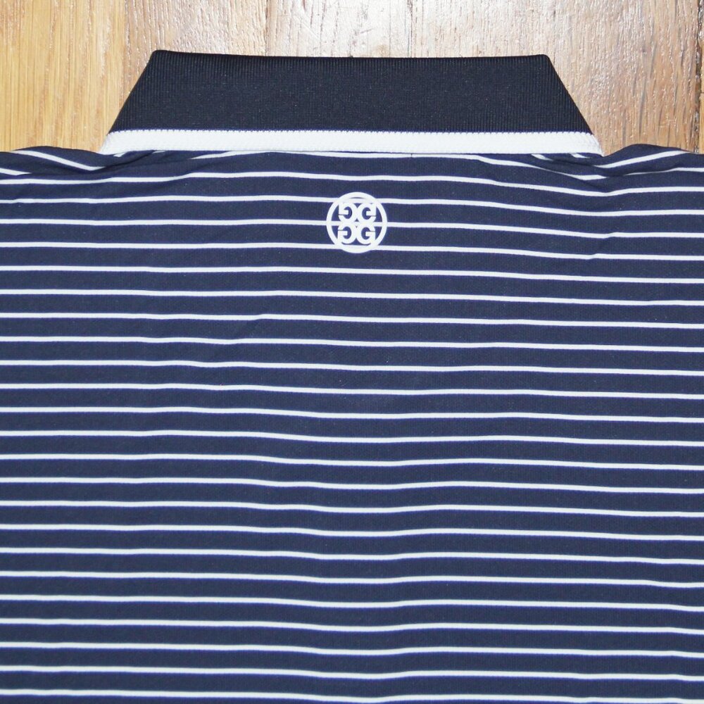 G/FORE Perforated Stripe Golf Polo Shirt Twilight Mens M L - Picture 4 of 5